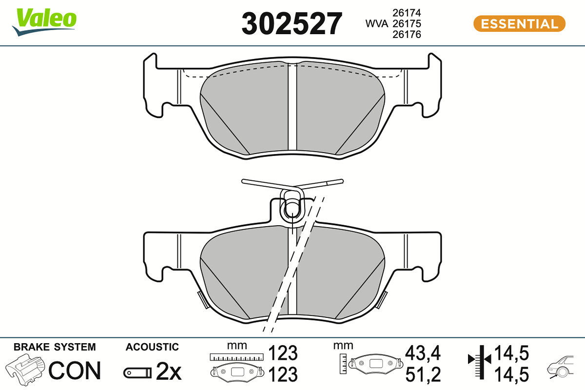 Jeu de 4 plaquettes de frein VALEO ref. 302527